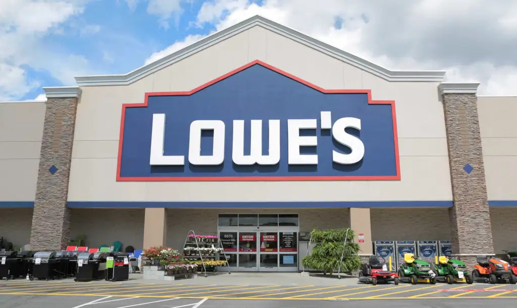 Lowe's storefront announcing clousers in the U.S. and Canada